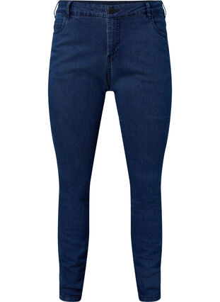 Jeans Sanna extra-slim à taille normale, Dark blue, Packshot image number 0
