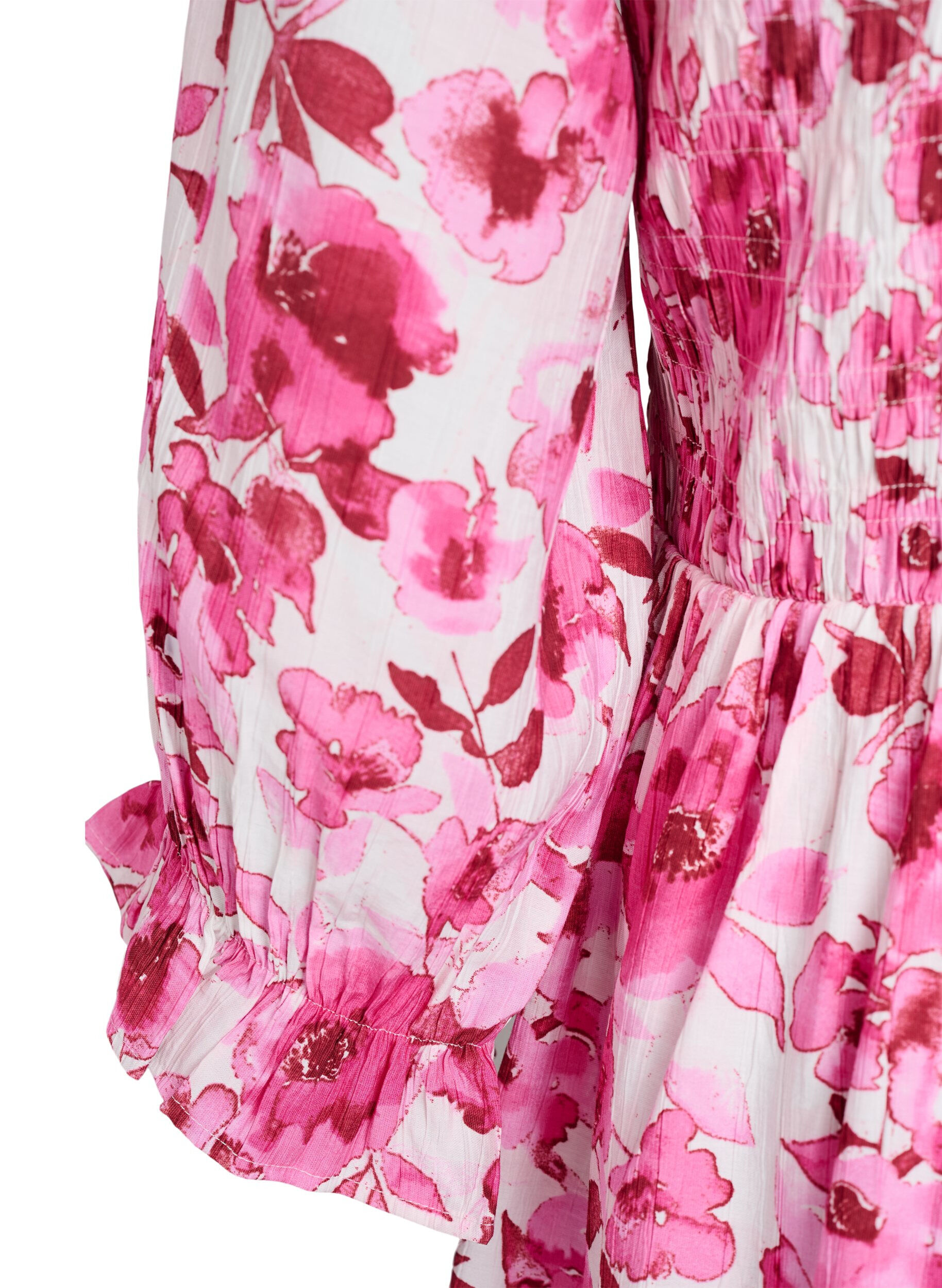 Zizzi Robe smock&eacute;e &agrave; imprim&eacute; floral, Rose, Packshot image number 3