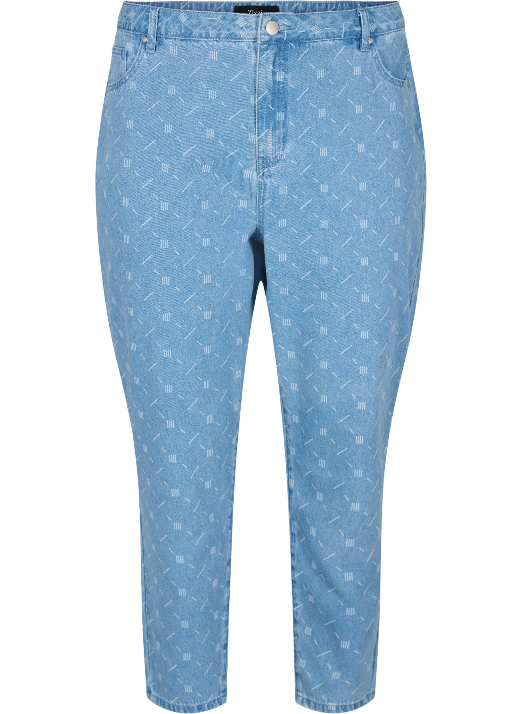 ZizziMille mom fit jeans met print, Light blue denim, Packshot image number 0