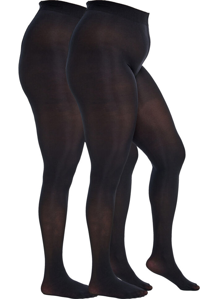 2-pack panty's in 60 denier, Zwart, Packshot image number 0