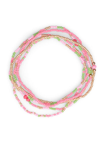 Pack de 5 bracelets en perles, Petrol/Pink Mix, Packshot image number 0