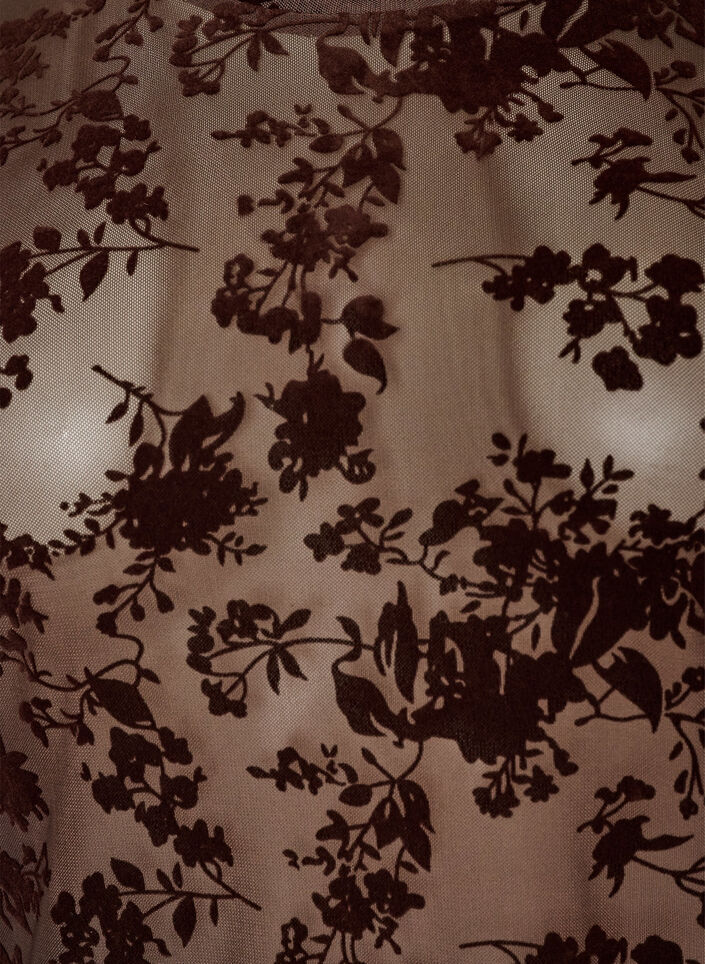Blouse en maille avec motif floral, Marron, Packshot image number 2