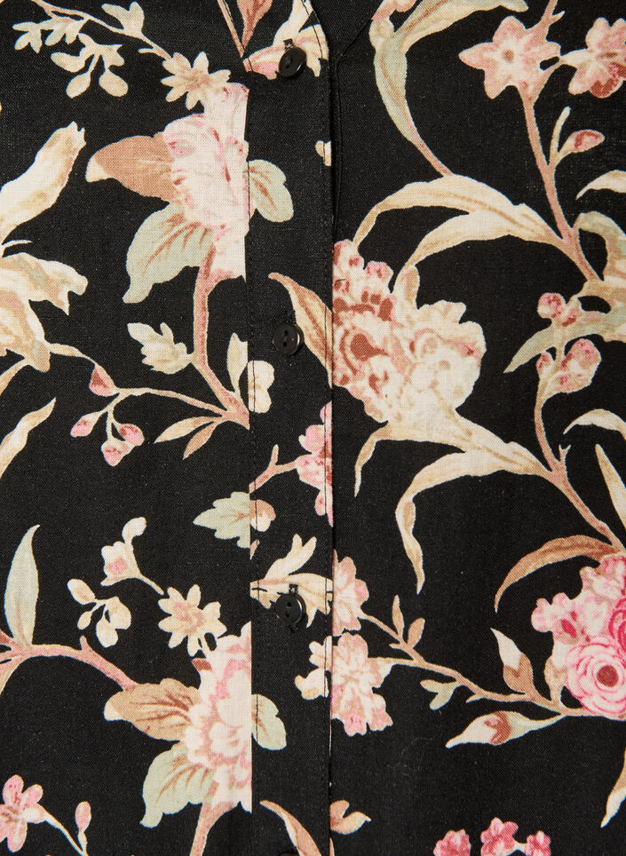 Lang shirt in linnen en viscose, Zwart, Packshot image number 2