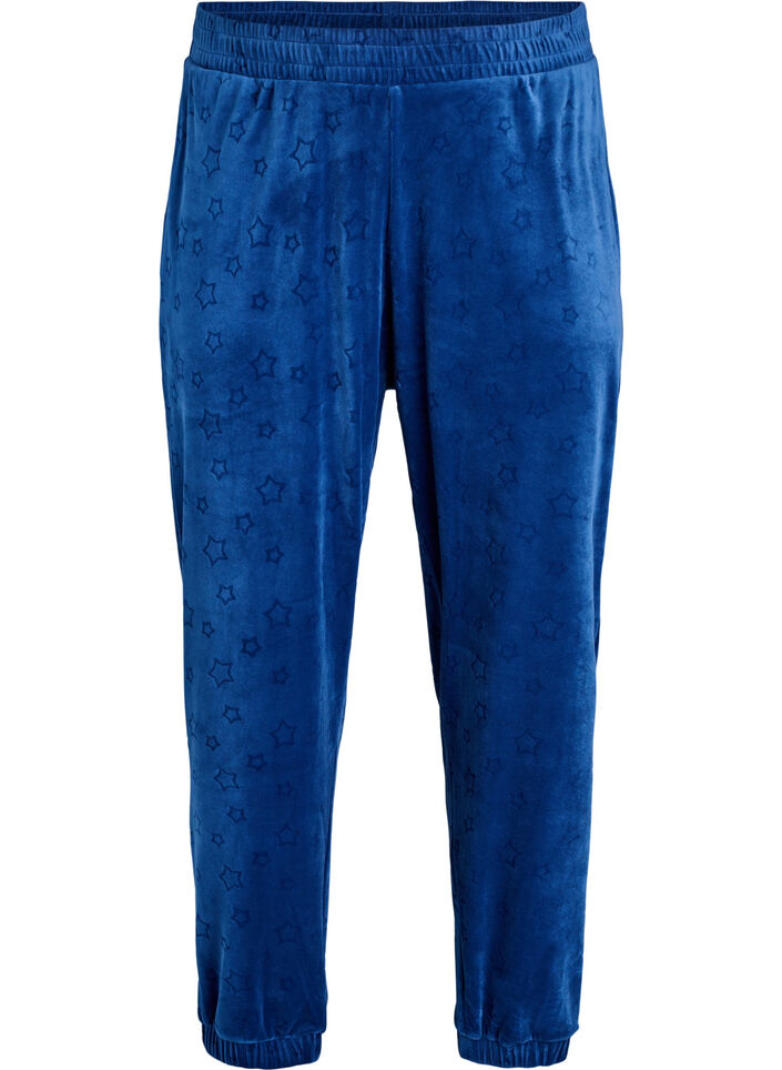 Pantalon en velours avec motif gaufré, Bleu, Packshot image number 0