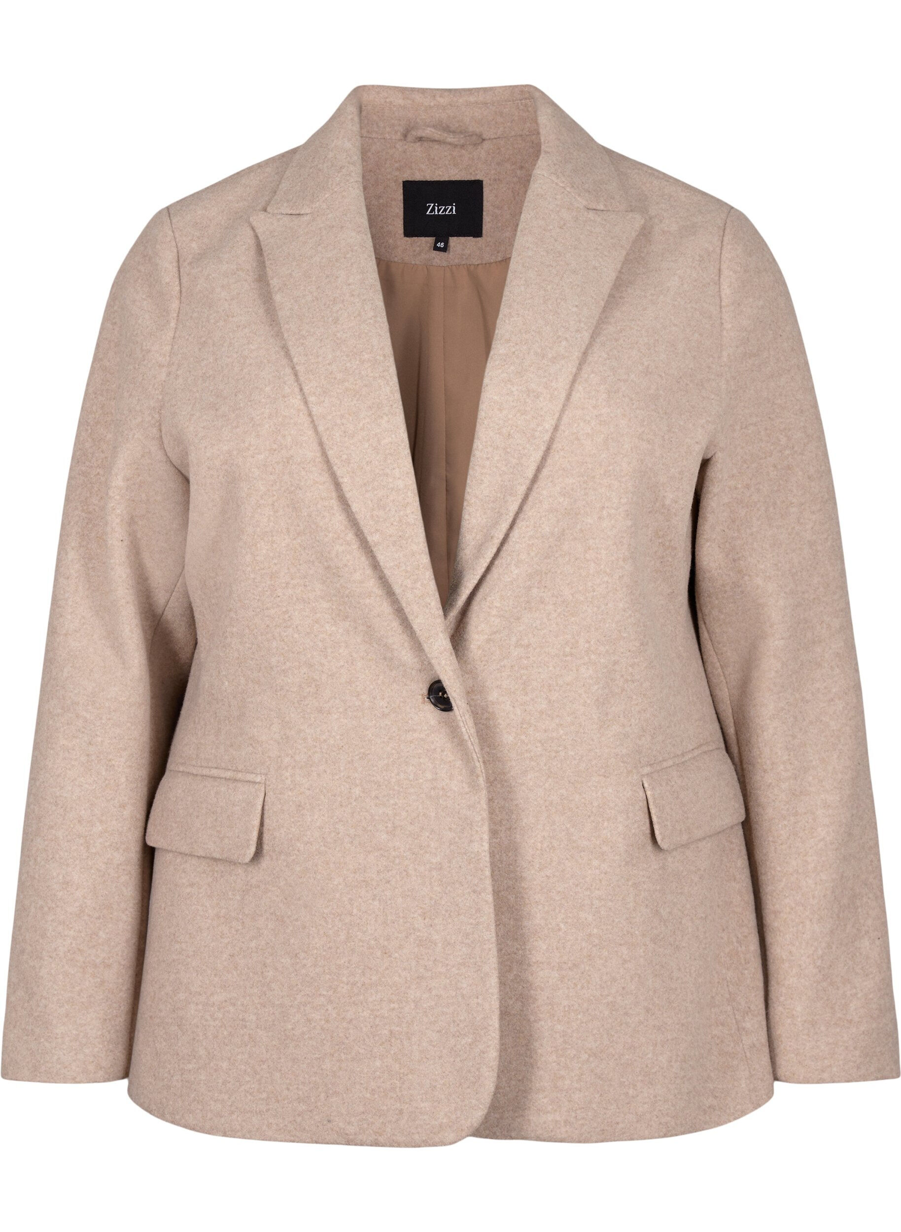 ZizziGem&ecirc;leerde blazer met split, Pumice Stone Mel., Packshot image number 0