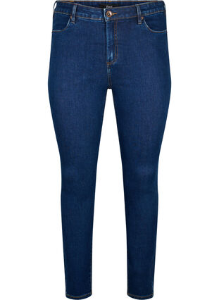 Amy jeans met een hoge taille en super slanke pasvorm, Dark blue, Packshot image number 0