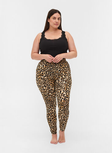 Viscose legging met luipaardprint, LEO AOP, Model image number 0