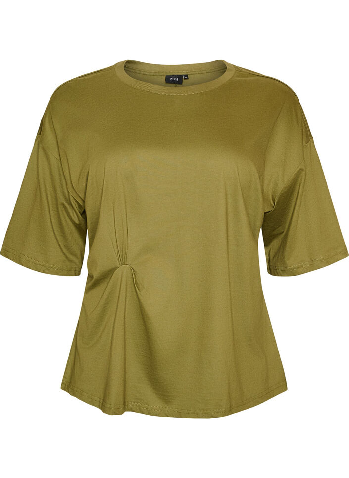 T-shirt avec d&eacute;tail drap&eacute;, Vert, Packshot image number 0