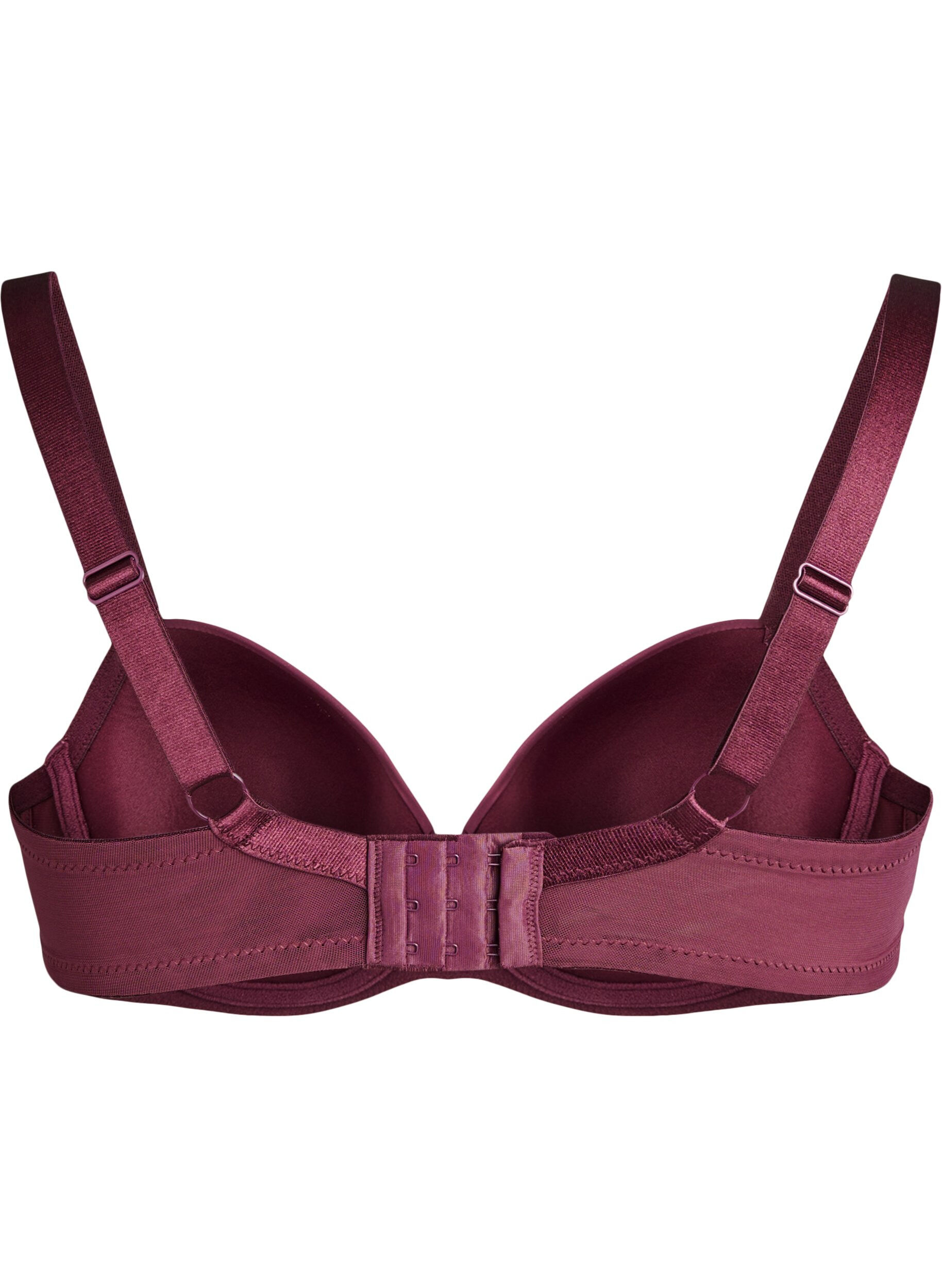 Zizzi Soutien-gorge moul&eacute; avec dentelle et d&eacute;tails drap&eacute;s, Bordeaux, Packshot image number 1