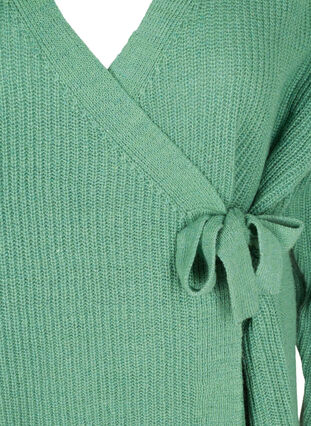 Cardigan en tricot en cache-cœur, Dusty Jade Green Mel, Packshot image number 2