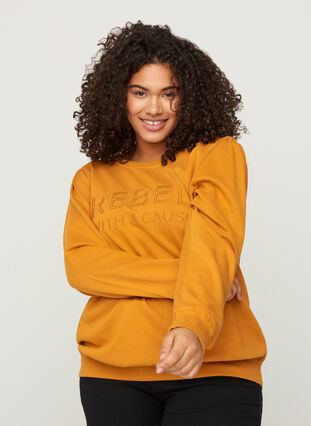Katoenen sweatshirt met ronde hals, Thai Curry, Model image number 0