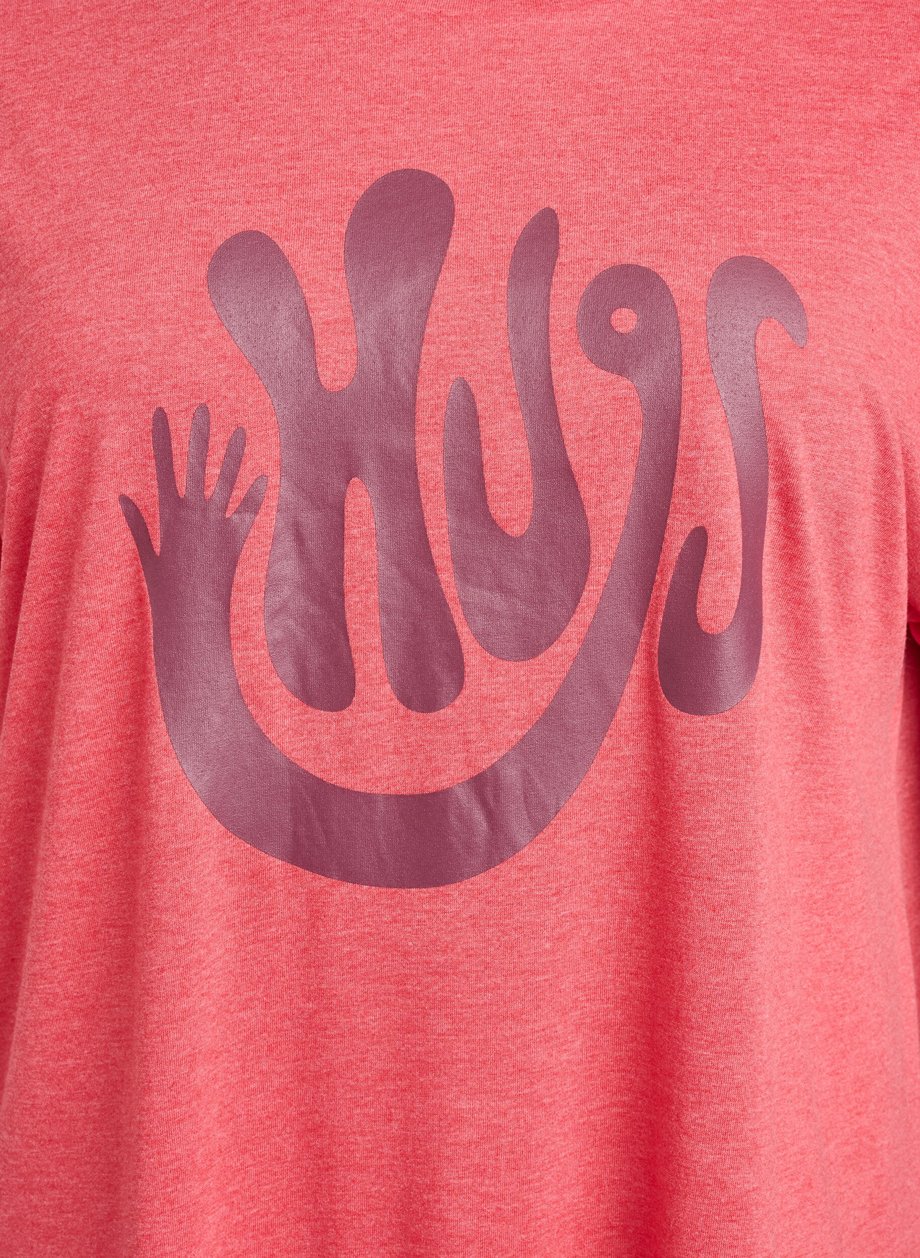 ZizziChemise de nuit &agrave; manches courtes avec imprim&eacute; texte, Rouge, Packshot image number 2