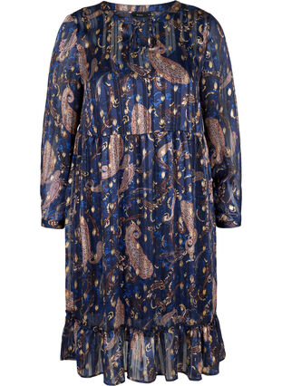Robe trapèze à manches longues avec imprimé, Paisley Foil, Packshot image number 0