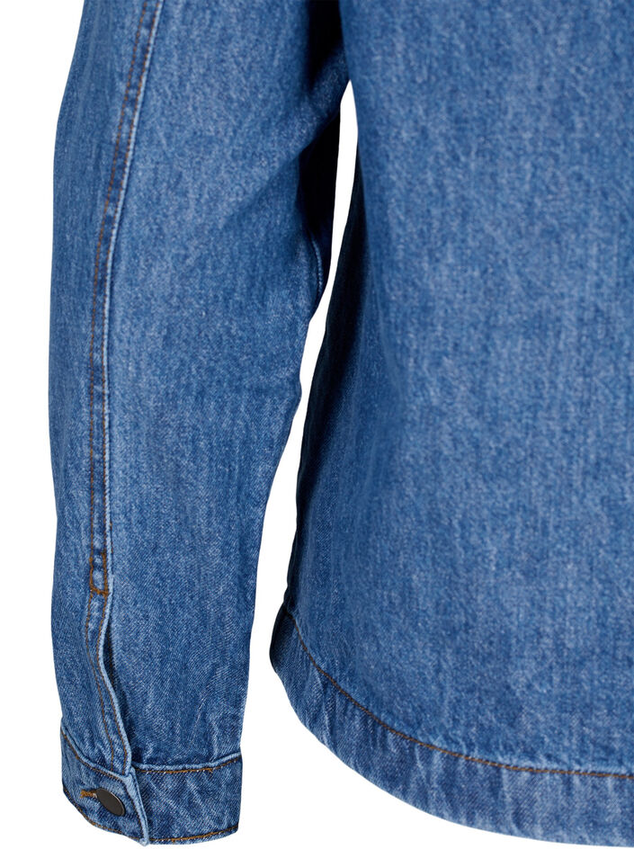 Denim overhemdjasje met zakken, Blue Denim, Packshot image number 4
