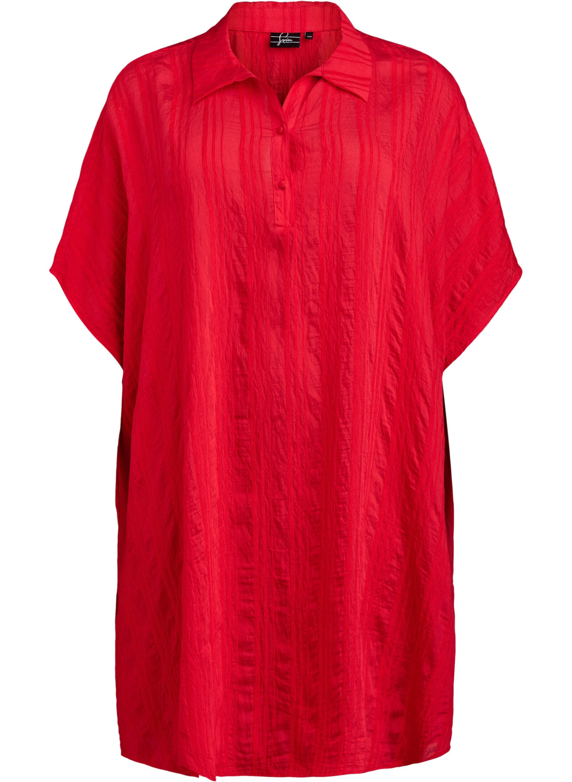 Strand kaftan met kraag en knoopsluiting