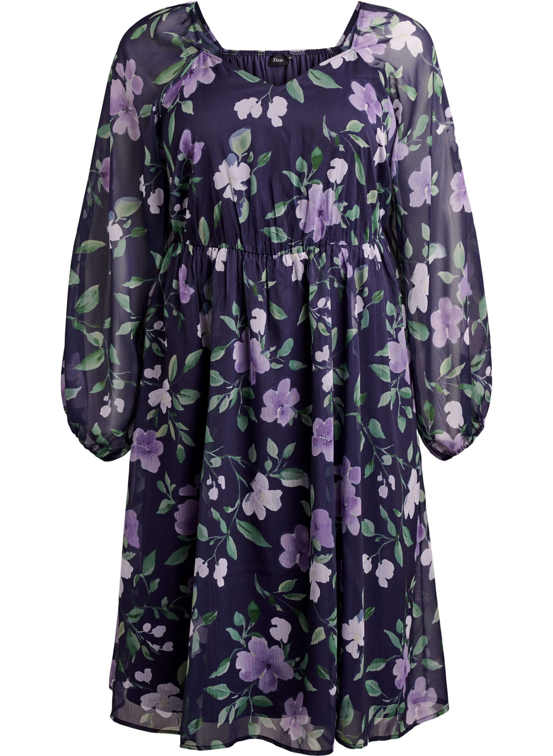 Robe de soir&eacute;e en mousseline &agrave; manches longues