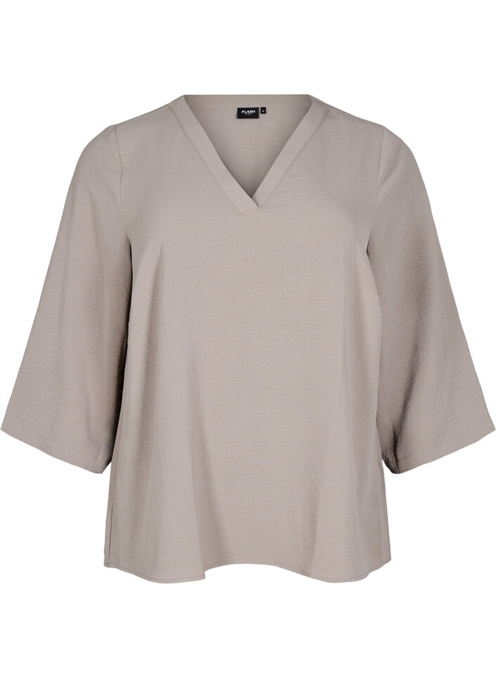 Chemisier &agrave; manches 3/4, Beige, Packshot image number 0