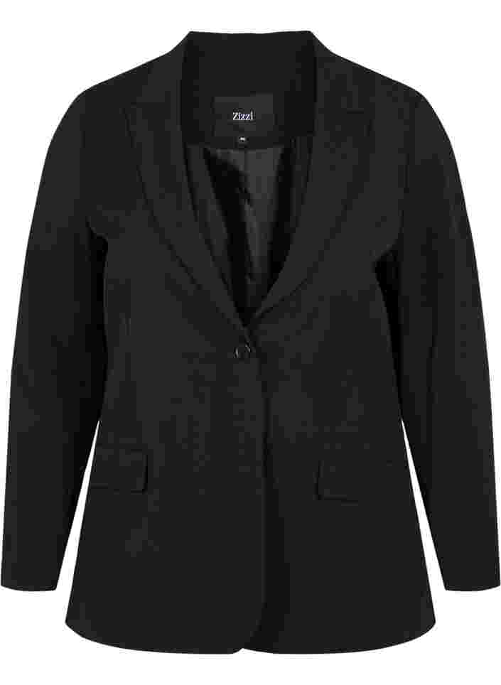 Klassieke blazer met zakken, Black, Packshot image number 0