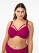 Soutien-gorge enveloppant avec dentelle et détail chaînette, Bordeaux, Model image number 0