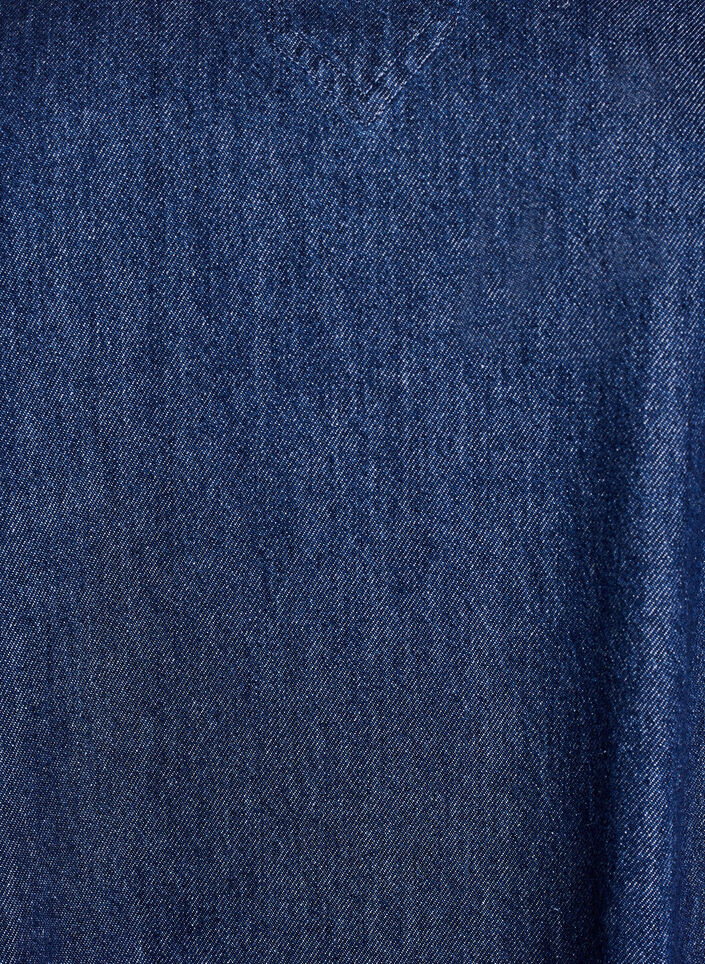 Korte denim jurk met een V-hals en kraag, Blauw, Packshot image number 2