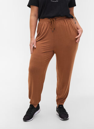 Pantalon ample en viscose avec poches, Rawhide, Model image number 2