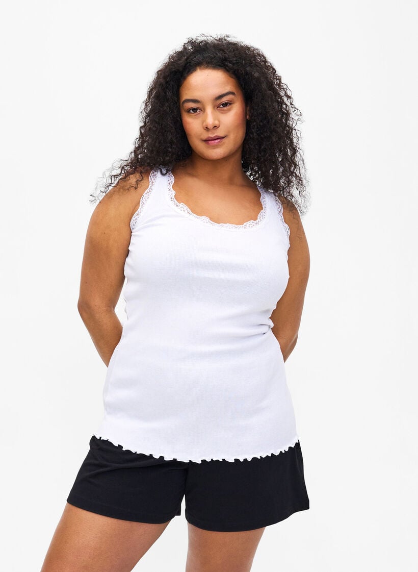 Haut &agrave; dentelle, Blanc, Model image number 0