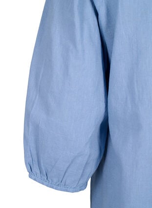 Robe courte en coton et lin mélangés, Faded Denim, Packshot image number 4