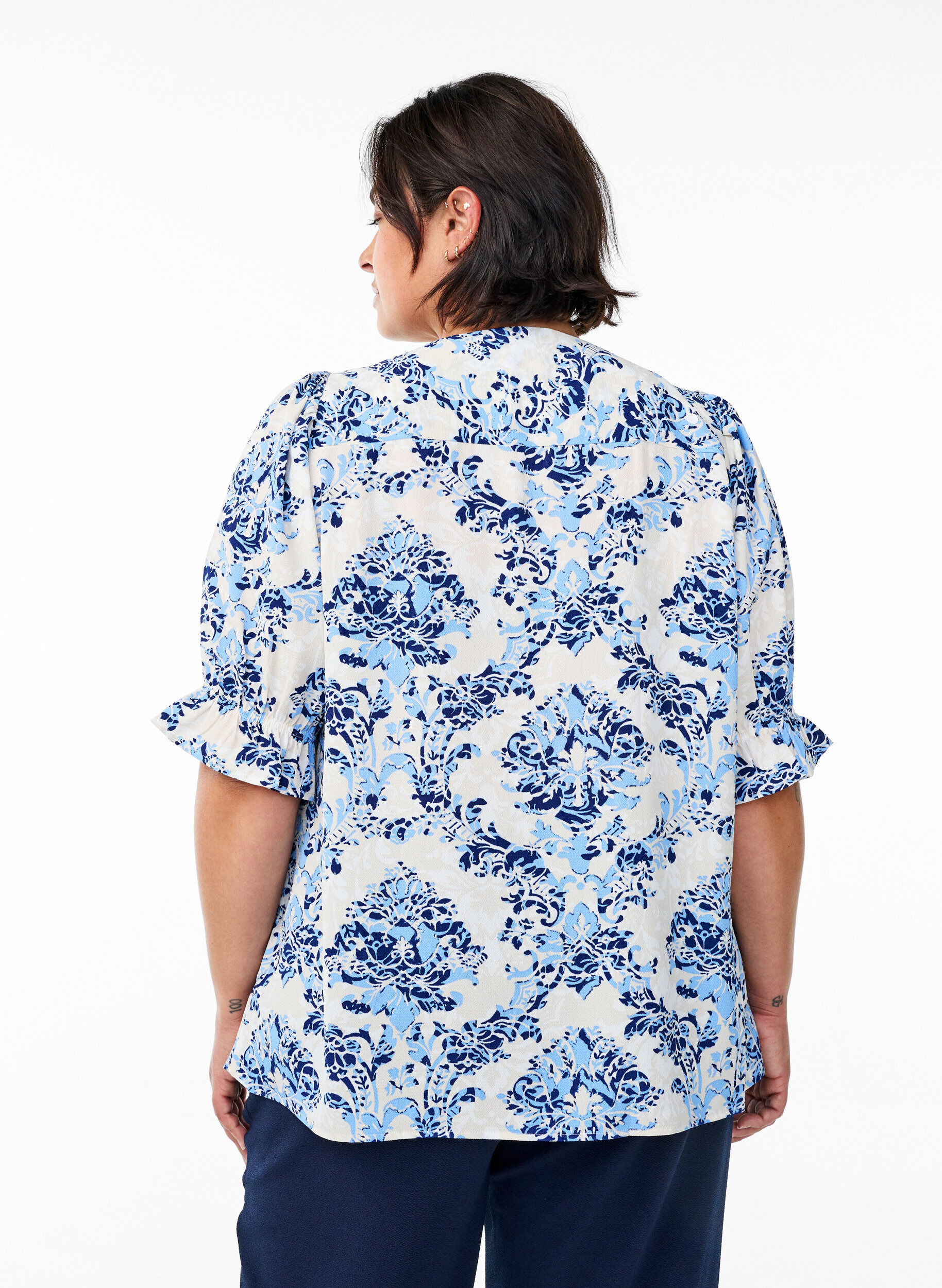 ZizziShirtblouse met 1/2 mouwen, Beige, Model image number 2