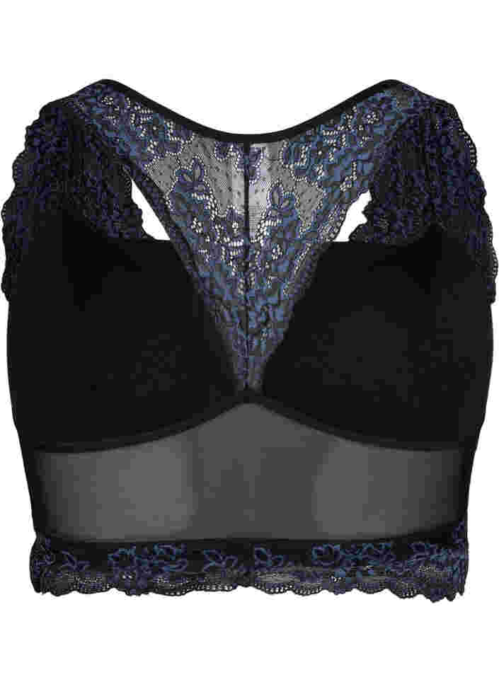 Beha met kant en mesh, Black w. blue lace, Packshot image number 1