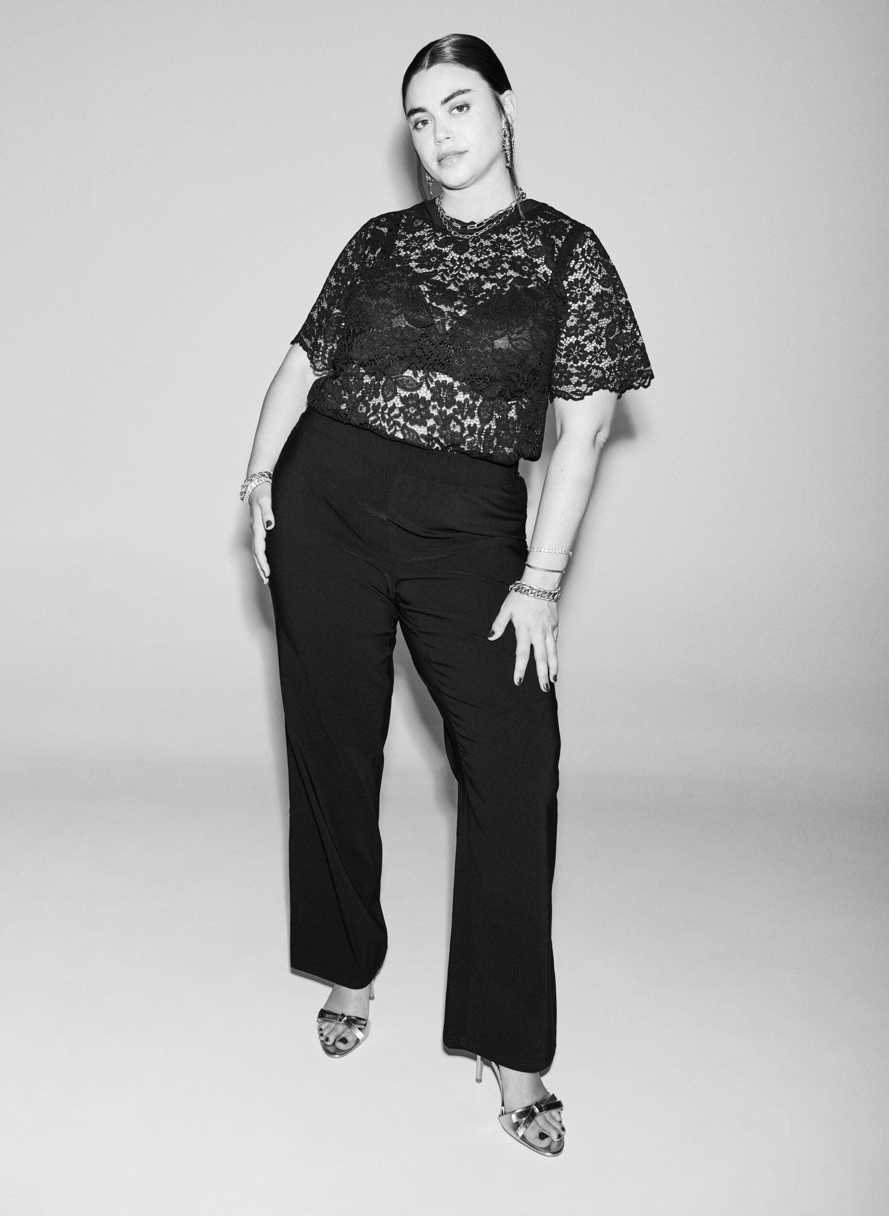 ZizziRekbaar broek van viscose, Zwart, Image image number 0