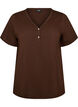 T-shirt met knoopdetail, Bruin, Packshot image number 0