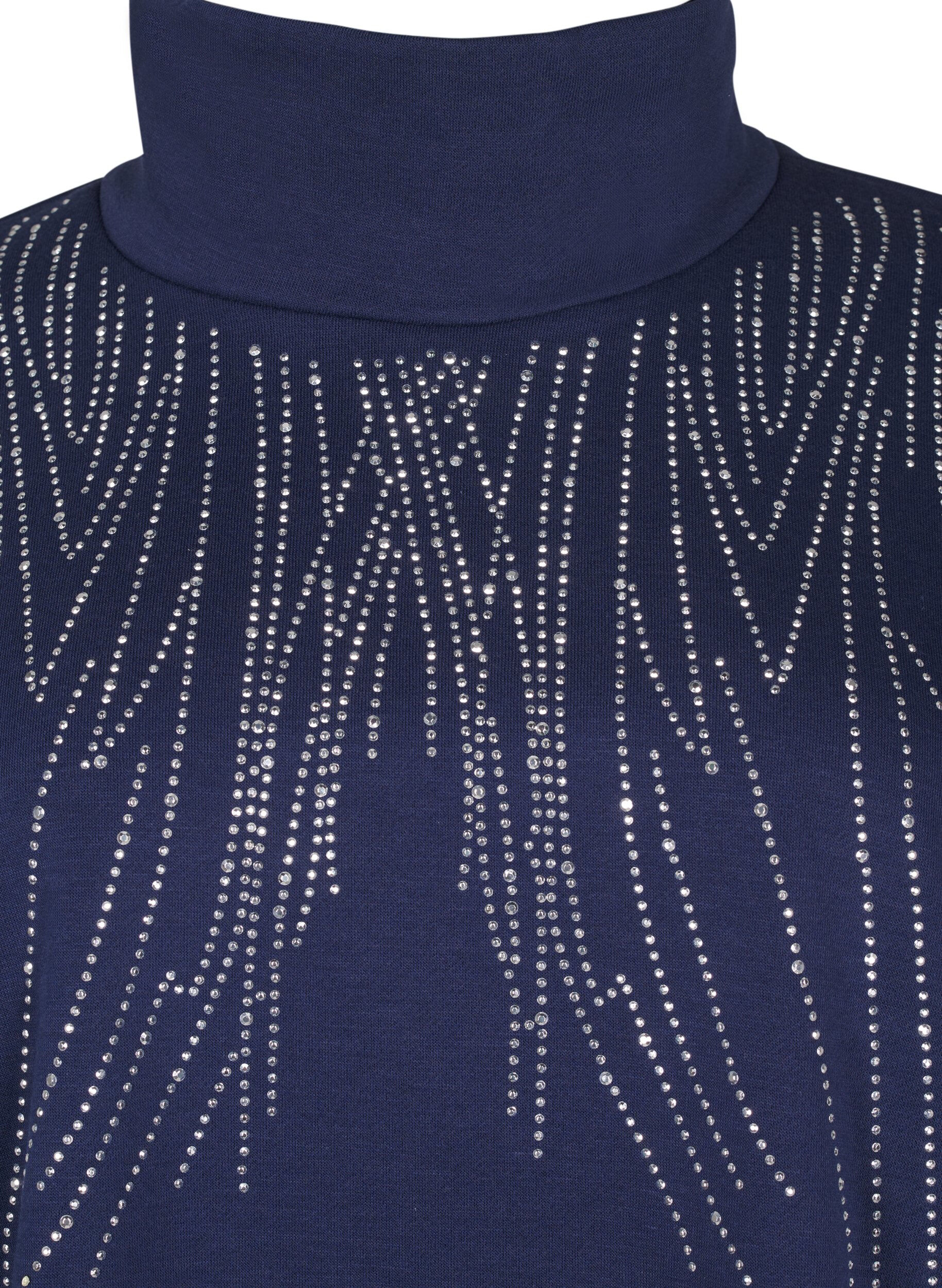 ZizziSweatshirt met een hoge hals en strass-steentjes, Naval Academy, Packshot image number 2