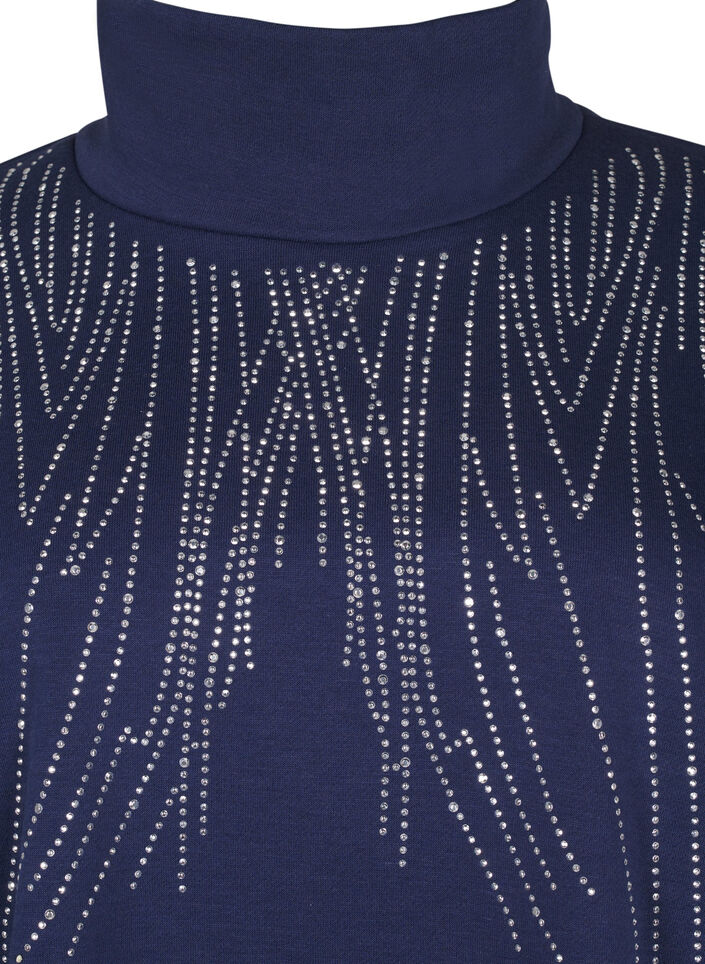 Sweatshirt met een hoge hals en strass-steentjes, Naval Academy, Packshot image number 2
