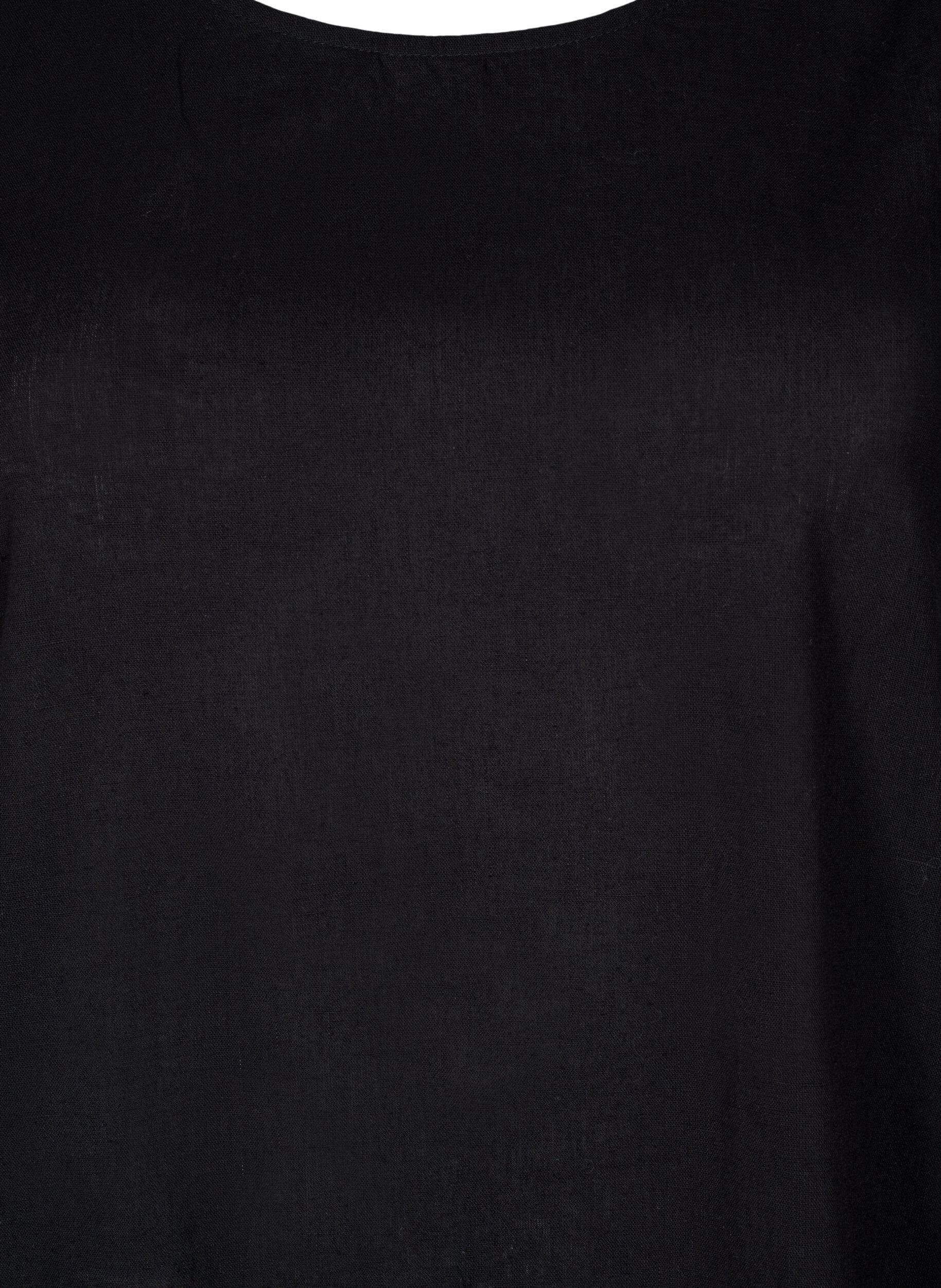 Zizzi Robe sans manches en m&eacute;lange de coton avec du lin, Black, Packshot image number 2