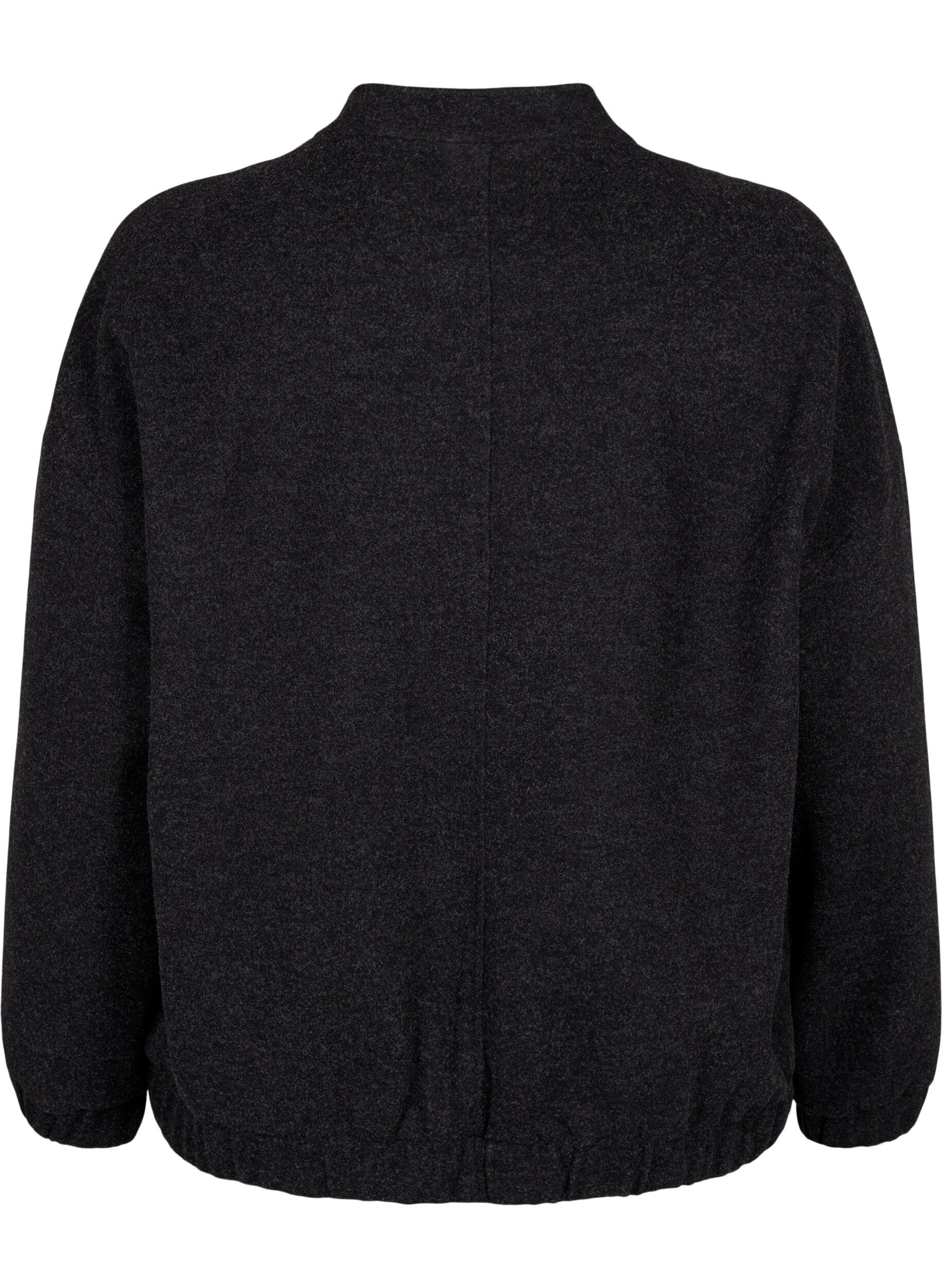 ZizziWol-look bomberjack met zakken, Dark Grey Melange, Packshot image number 1