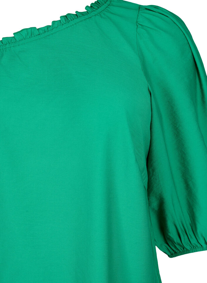 One-shoulder blouse in viscose, Groen, Packshot image number 2