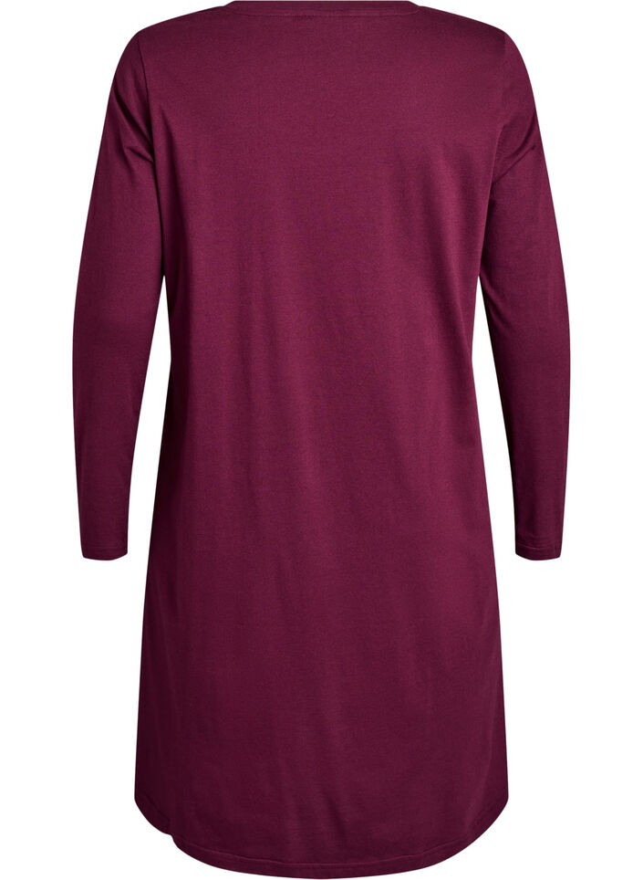 Chemise de nuit &agrave; manches longues en coton bio, Bordeaux, Packshot image number 1