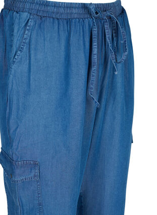 Pantalon cargo en look denim avec poches, Medium Blue, Packshot image number 2