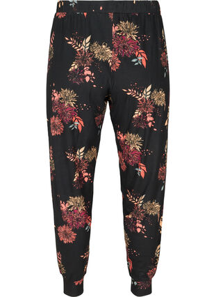 Viscose pyjamabroek met bloemenprint, Black AOP Flower, Packshot image number 1
