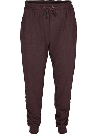 Pantalon d'entraînement de couleur unie avec détails froissés, Decadent Chocolate, Packshot image number 0