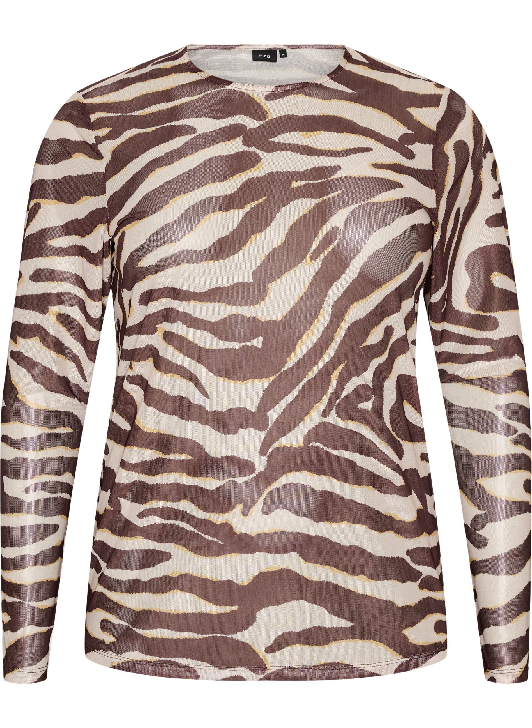 ZizziMesh blouse met print, Bruin, Packshot image number 0