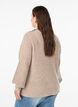Pull côtelé à manches bouffantes et boutons, Beige, Model image number 2