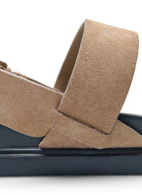 Sandaal met brede pasvorm in suède, Brown, Model
