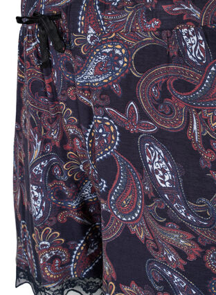 Short de pyjama en viscose avec détail en dentelle, PAISLEY PRINT, Packshot image number 2