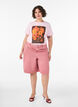 T-shirt en coton avec imprim&eacute; devant, Rose, Model image number 1