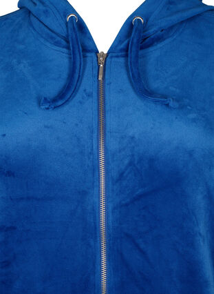 Velours vest met rits en capuchon, Monaco Blue, Packshot image number 2