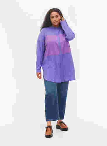 Chemise longue avec color-block, Purple Block, Model image number 2