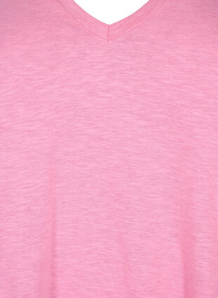 Basic t-shirt met korte mouwen en V-hals, Rosebloom, Packshot image number 2