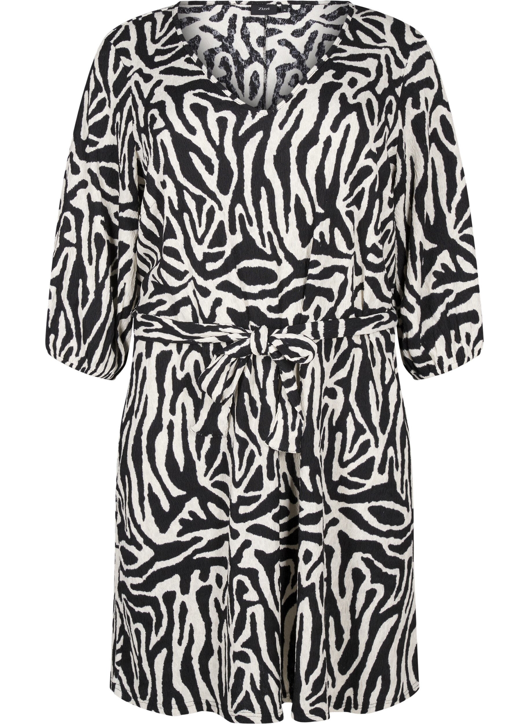 ZizziJurk met 3/4 mouwen en zebraprint, Zwart, Packshot image number 0