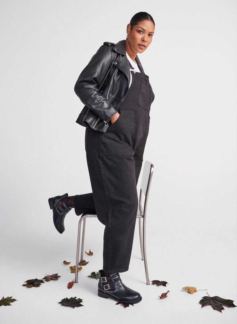 Wide fit - Enkellaarsjes met studs, Black, Image image number 0